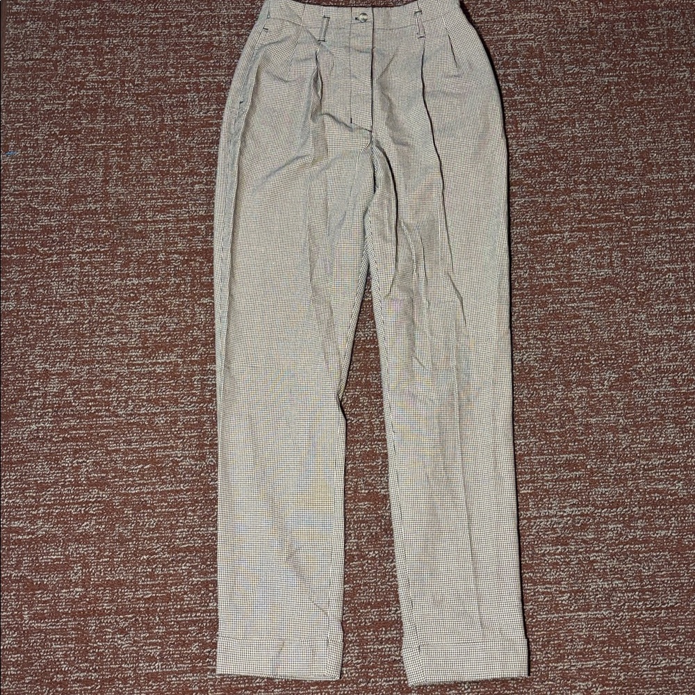 Vintage contemporary casuals high waisted straight leg cuffed trousers plaid